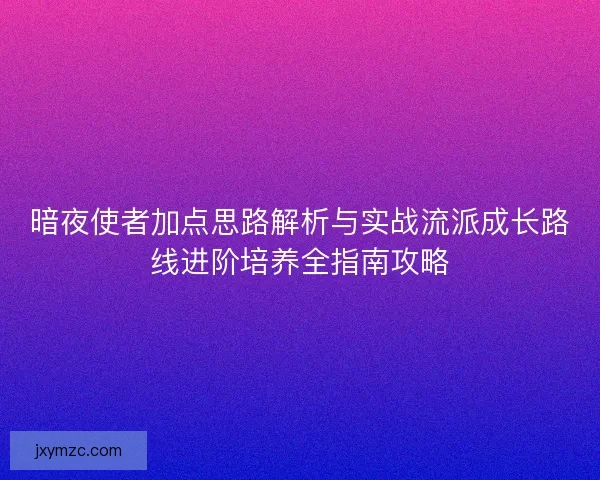 暗夜使者加点思路解析与实战流派成长路线进阶培养全指南攻略